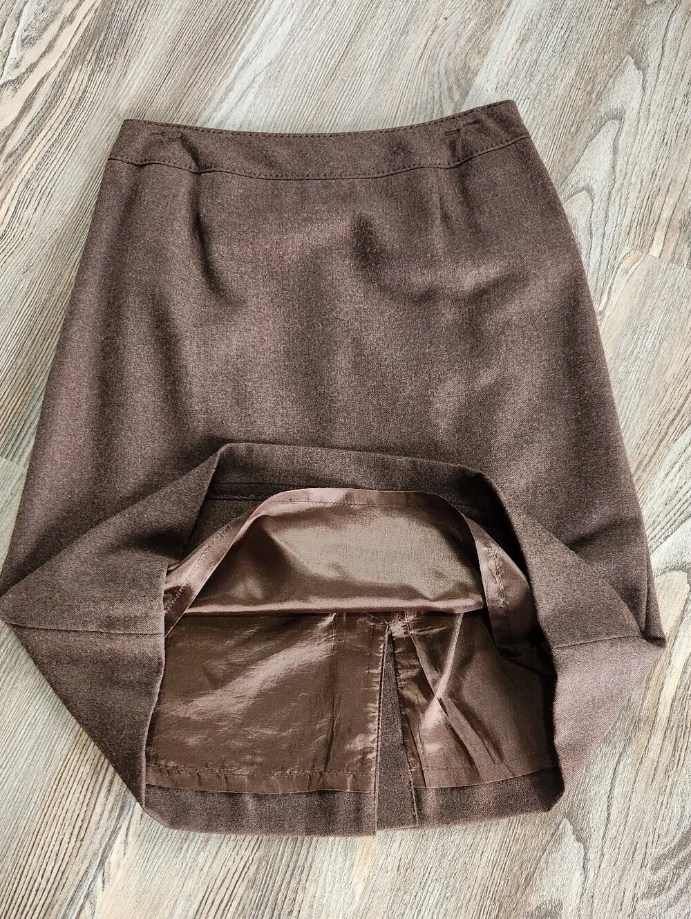 Vintage Pendleton Virgin Wool Knee Length Pencil Skirt Brown 8 USA Tweed Classic
